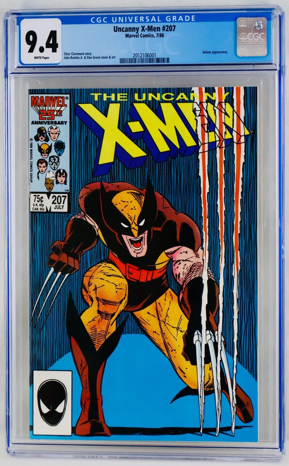 XMen 207 CGC 94 White Pages High Grade NM Uncanny Marvel 1986 No Reserve