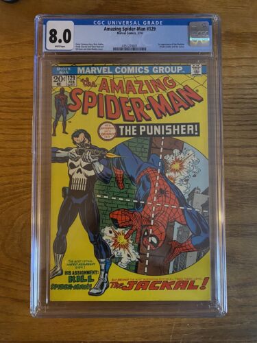 Amazing SpiderMan 129 CGC 80 White Pages  1st App of Punisher