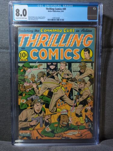 Thrilling Comics 49  CGC 80 2nd Highest  WWII cover by Schomburg  1945