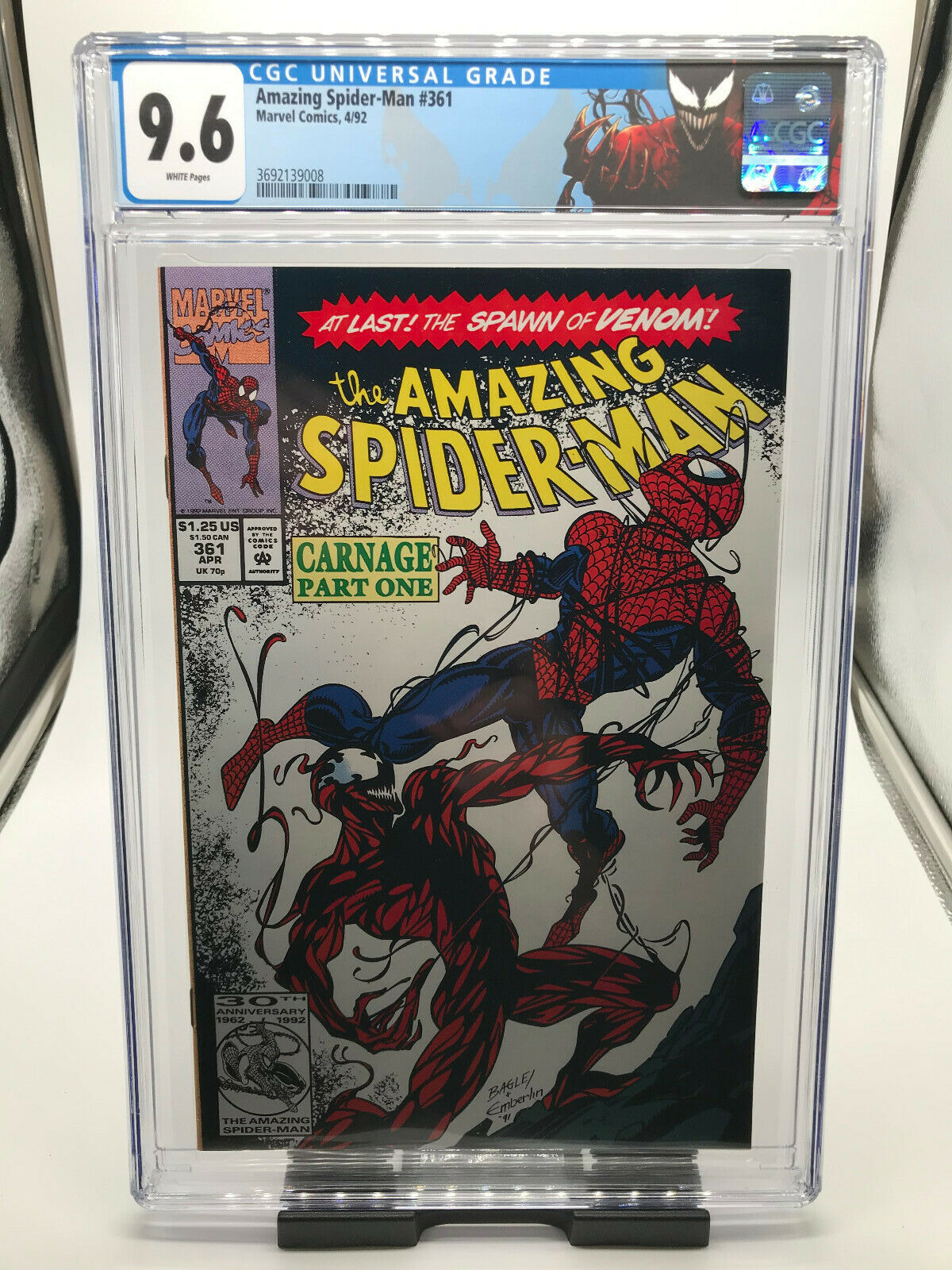 CGC 96 White Pages Amazing SpiderMan 361  1st Carnage