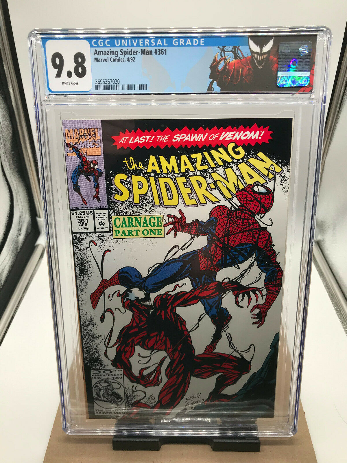 CGC 98 White pages Amazing Spiderman 361  First Carnage