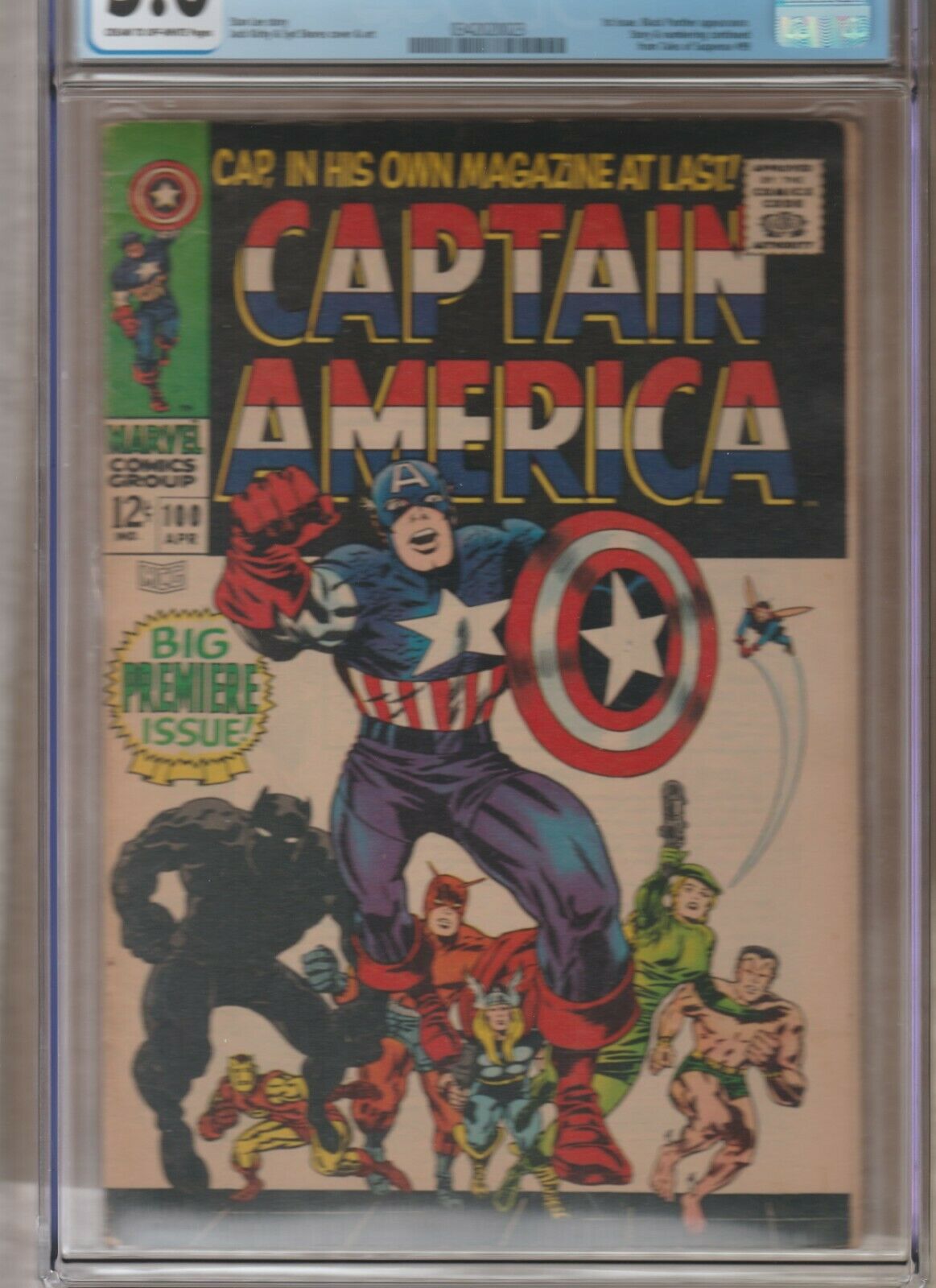 Captain America  100 Black Panther on Cover CGC 1968 1st Captain America Solo 