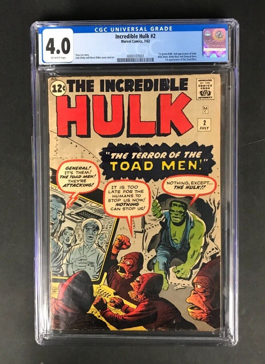 CGC 40 Incredible Hulk 2 MEGA KEY 2nd App of HULK 1st GREEN HULK 1962 