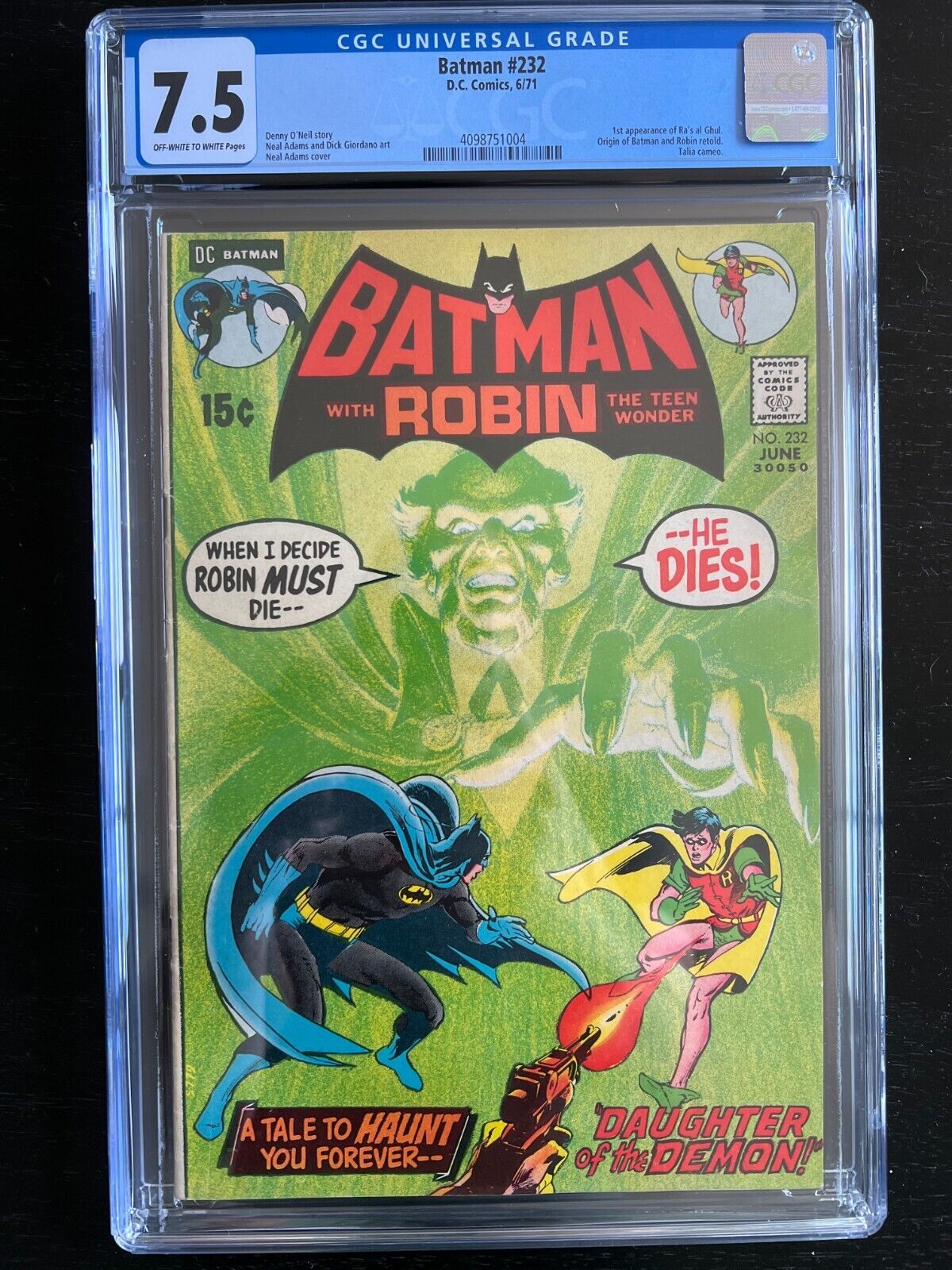 Batman 232 CGC 75 First Appearance Ras al Ghul Neal Adams