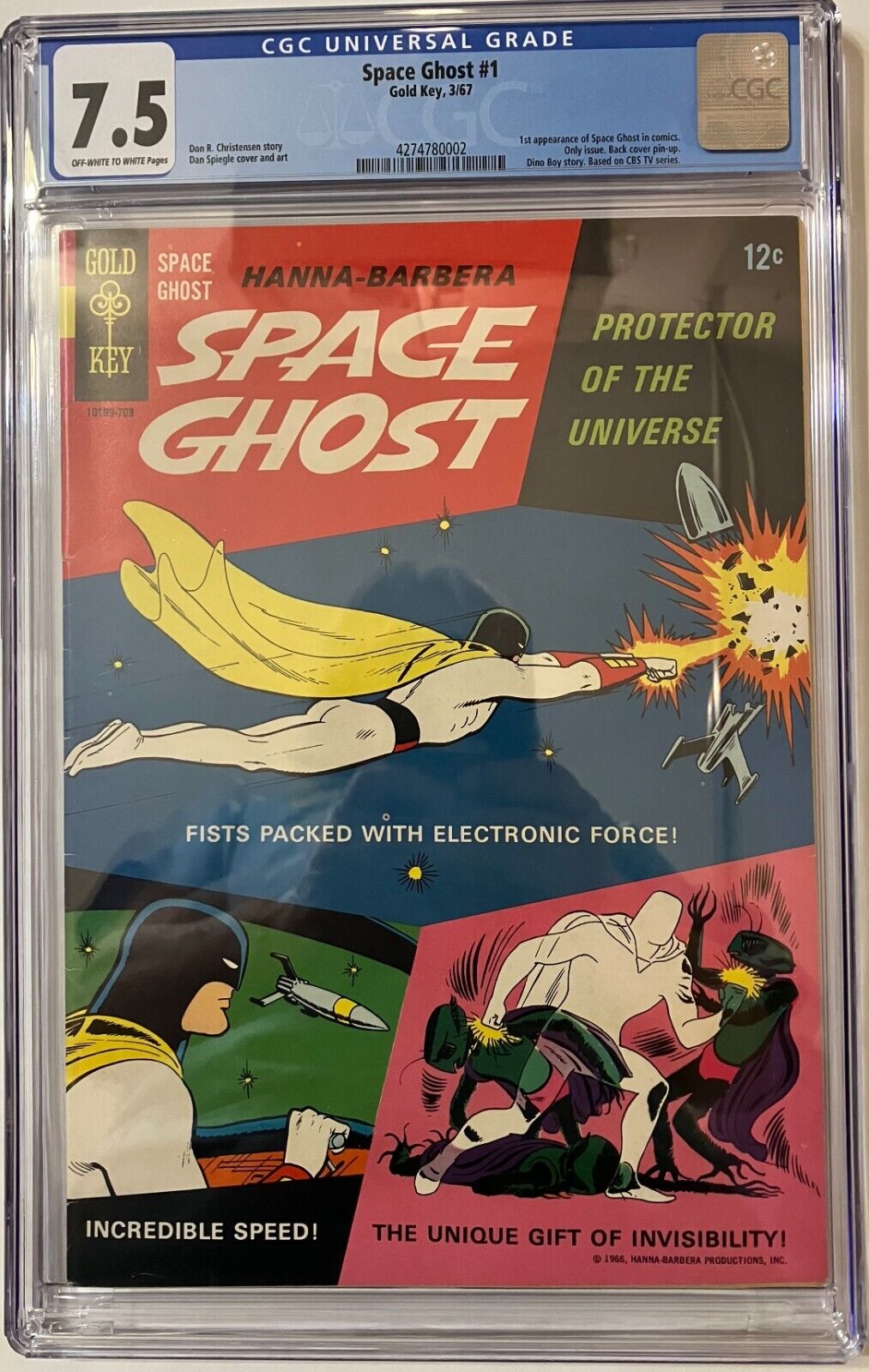 SPACE GHOST  1   GOLD KEY 1967  CGC 75  OFFWHITE TO WHITE PAGES  COOL COMIC