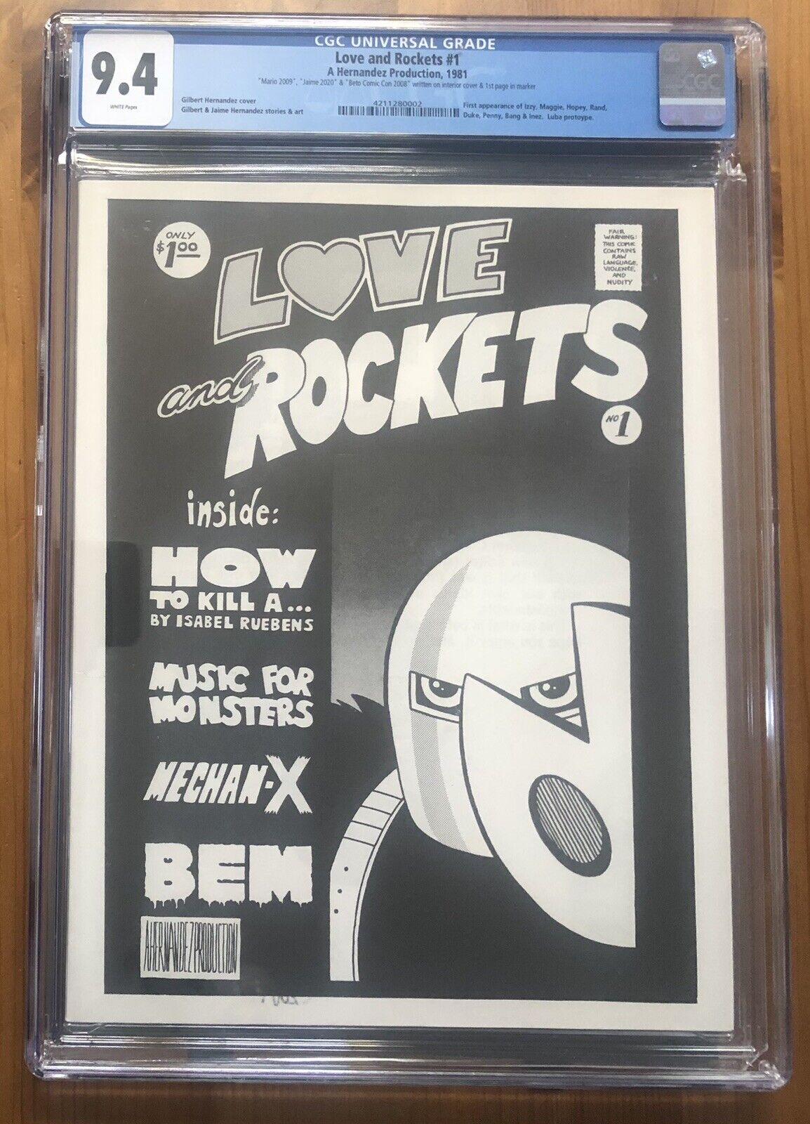 HIGH GRADE Love and Rockets 1 CGC 94  1981 White Pages Los Bros Hernandez