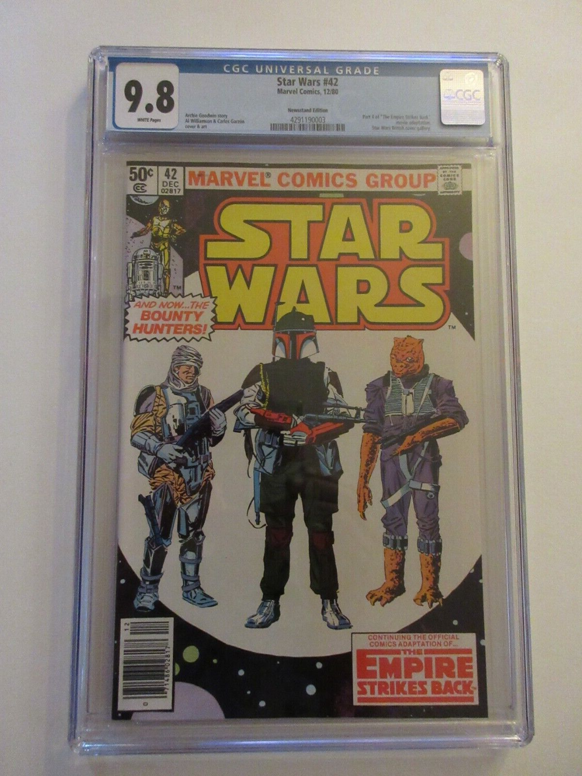 Star Wars  42 Marvel Comics CGC 98 White Pages 1st Boba Fett 1980 Newsstand