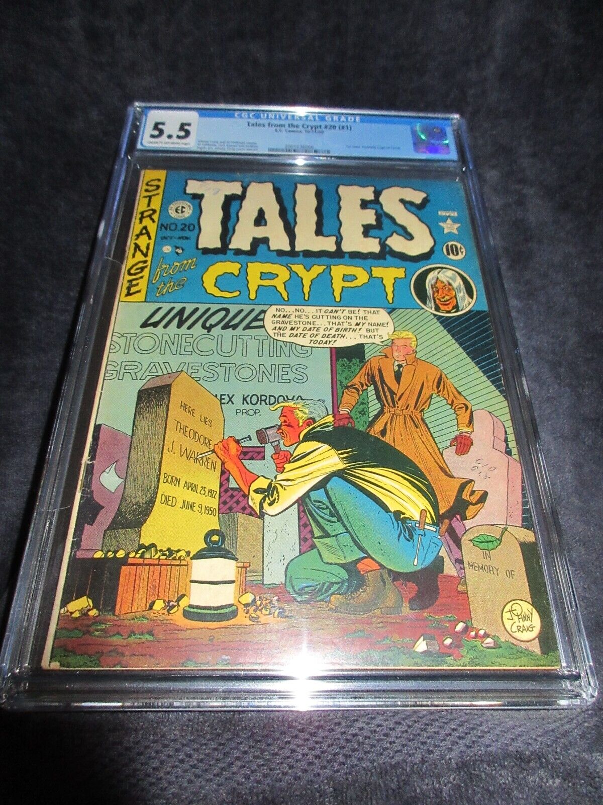 Tales From The Crypt 20 1 CGC 55 fine 1950 EC Pre Code Horror  1st Issue