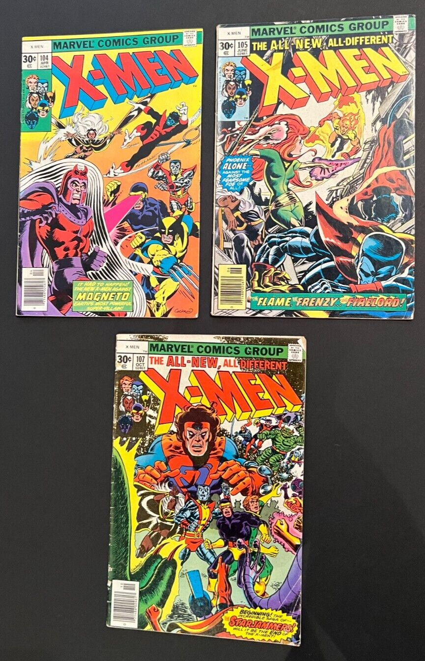 Uncanny XMen 104105107 FVF 70 Bronze Age Marvel Comics 1st Starjammers