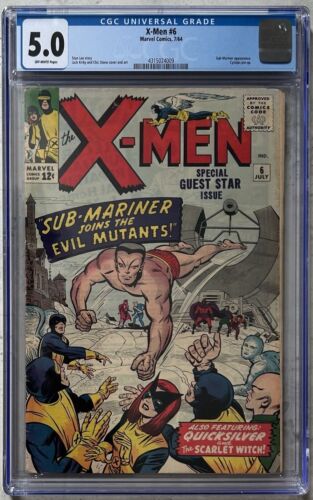 XMen 6 1964 CGC 50  SubMariner Appearance Cyclops Pinup Marvel Comics