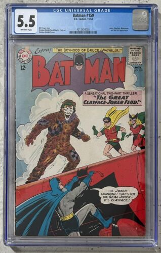 Batman 159 1963 CGC 55 Clayface Joker Cover Robin Batgirl Batwoman