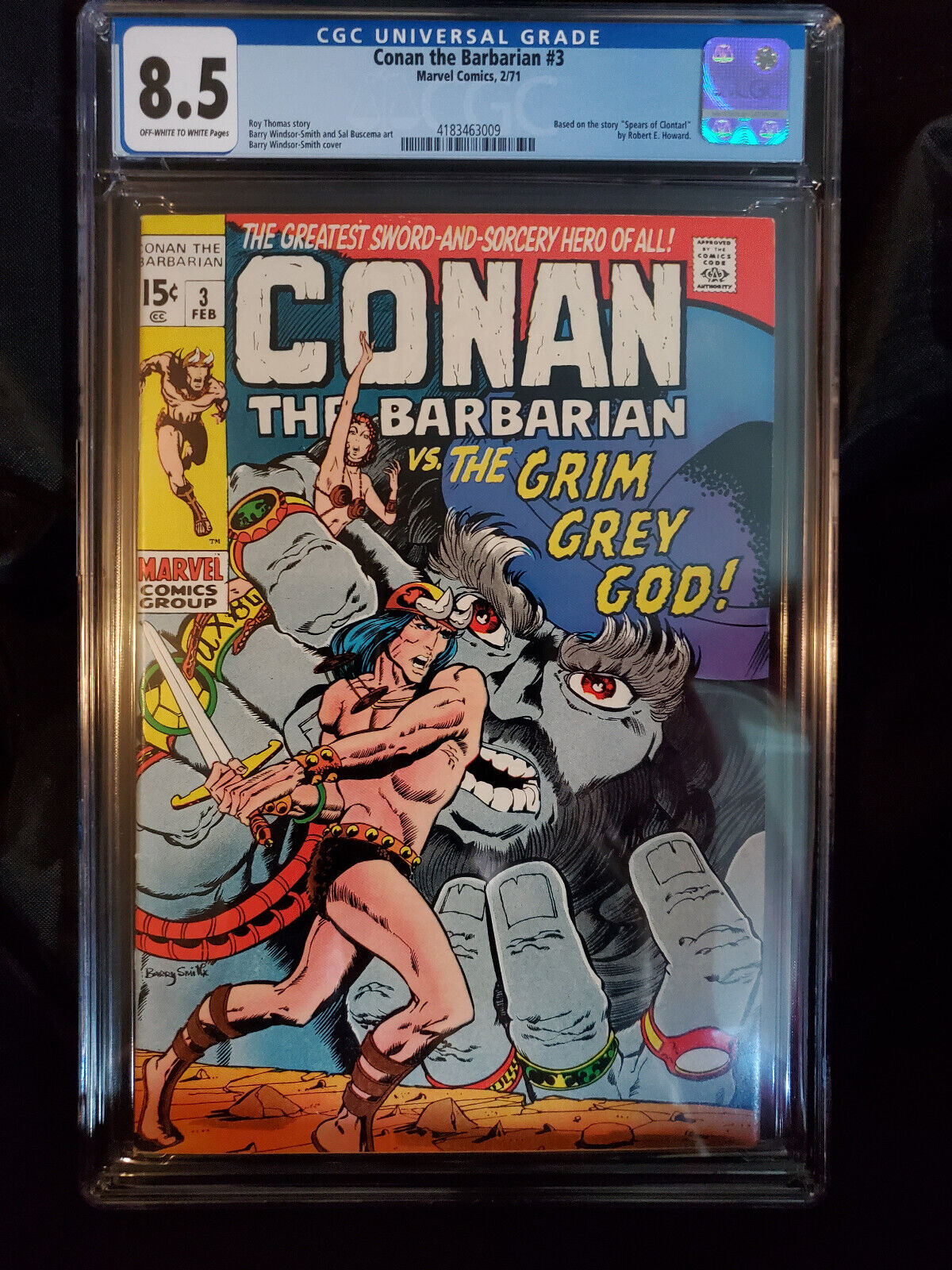 Conan the Barbarian 3 1971 CGC 85 KEY 1st app Borri the Grey God