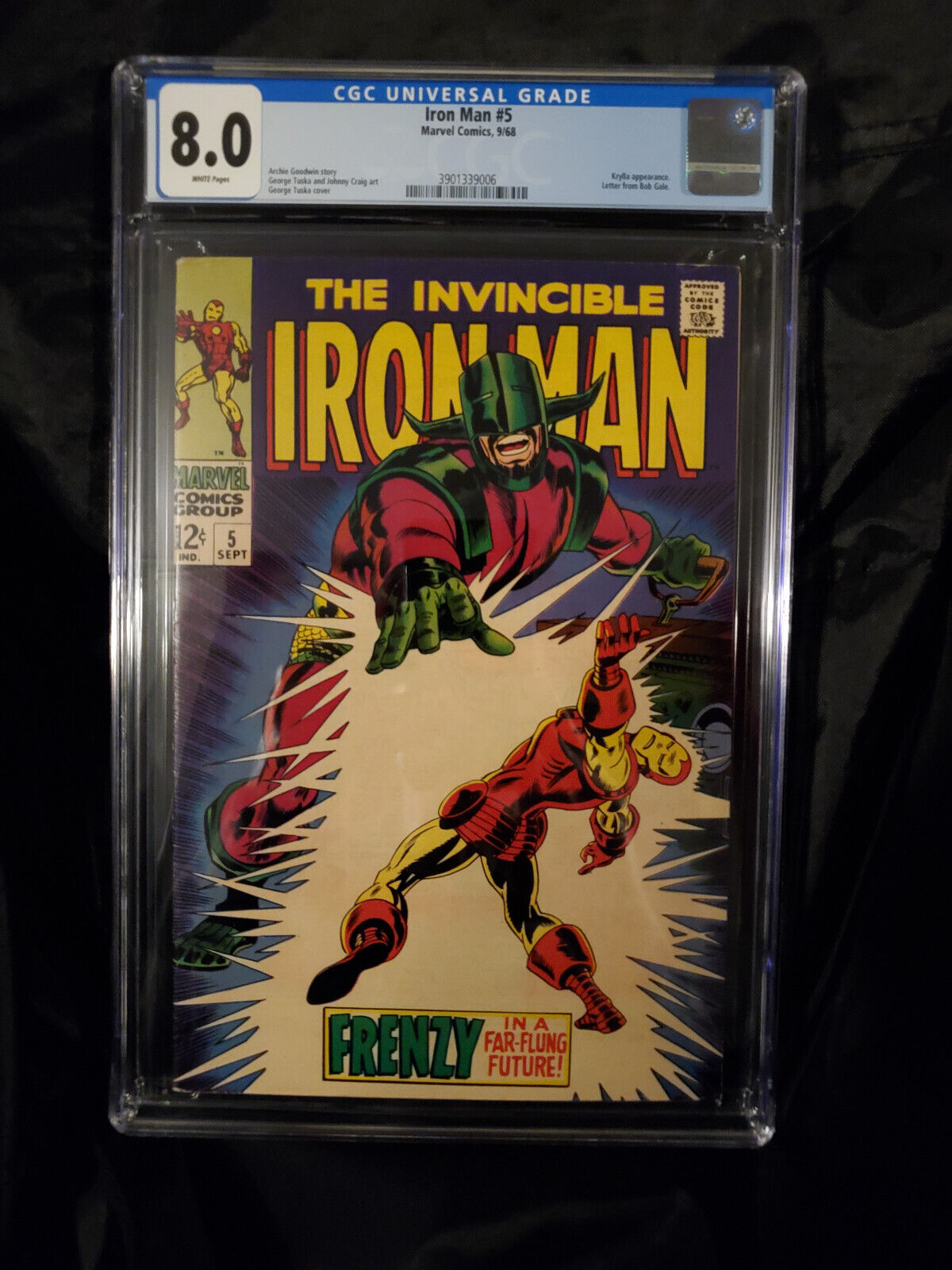 Iron Man 5 1968 CGC 80 WHITE PAGES  KEY COMIC  Krylla appearance