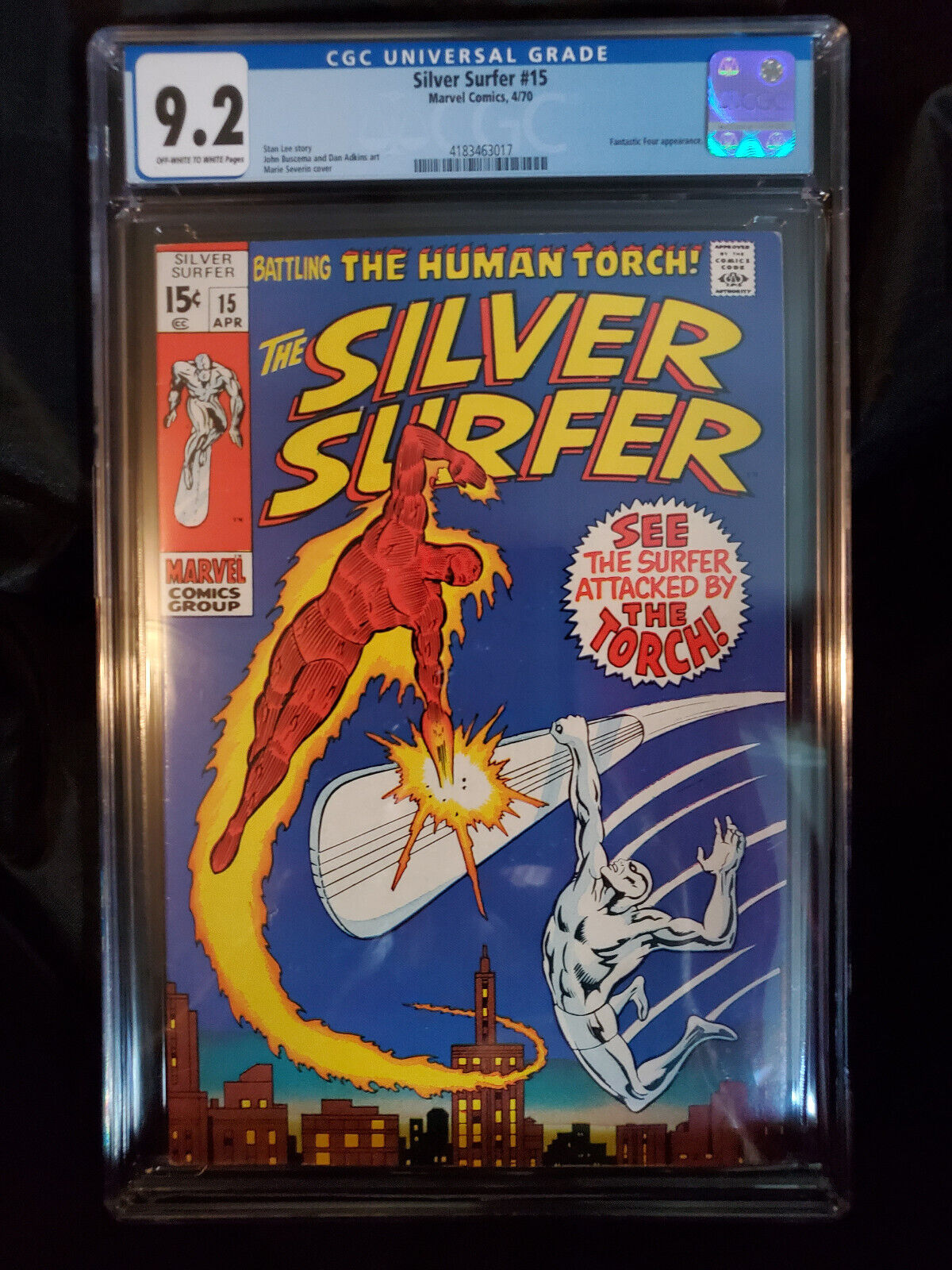 Silver Surfer 15 1970 CGC 92 Silver Surfer vs Human Torch