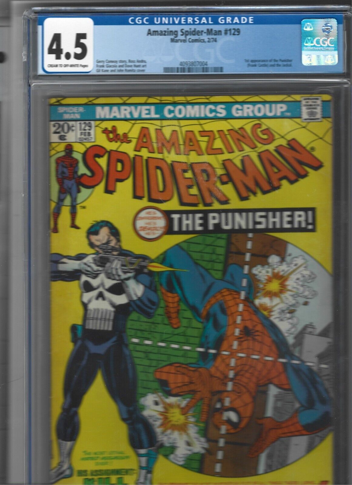 AMAZING SPIDERMAN 129 February 1974  CGC 45 1st Appearance Punisher KEY ISSUE