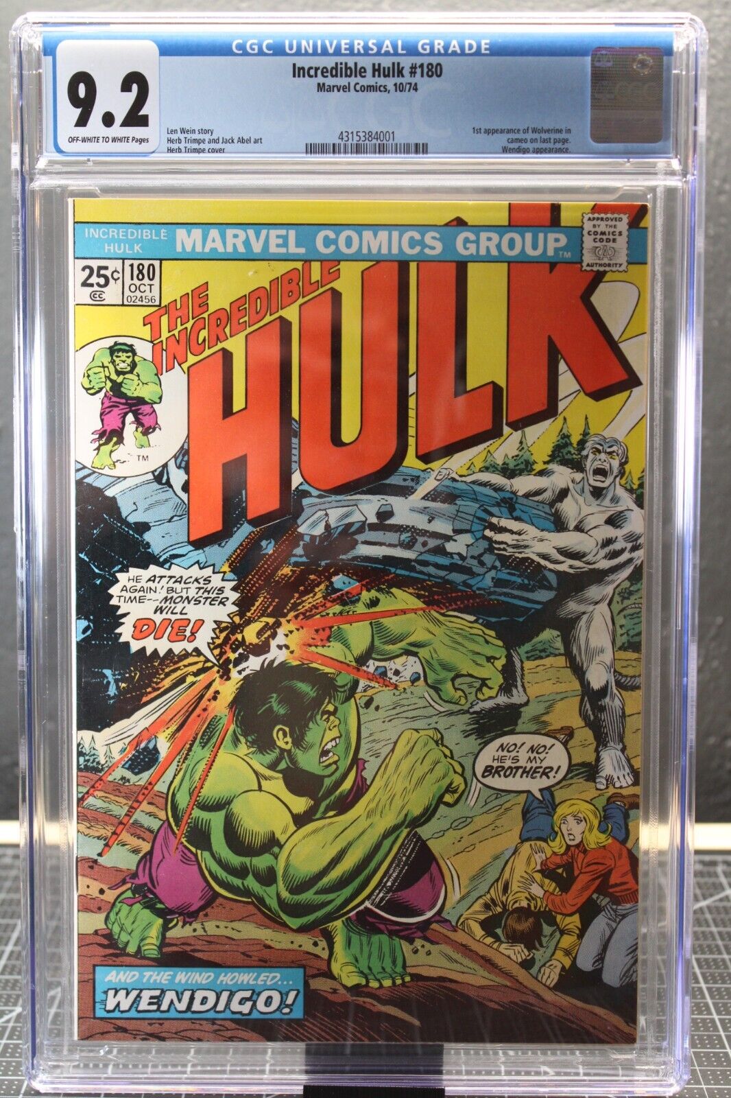 Incredible Hulk 180 CGC 92 OWW Pages