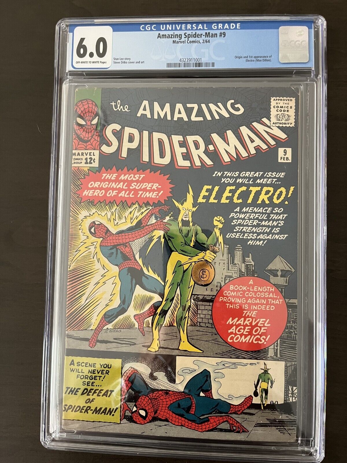 Amazing SpiderMan  9 1st Appear  Origin Electro From 1964 CGC Grade 60 Fine