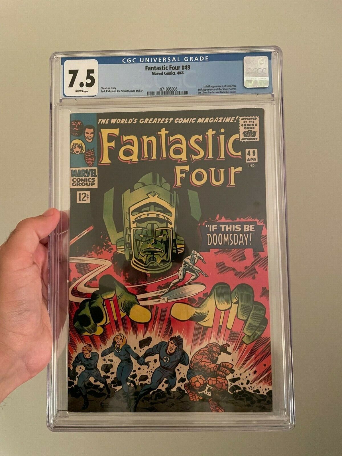 Fantastic Four 49 CGC 75 Beautiful WHITE Pages 1st Full App of Galactus
