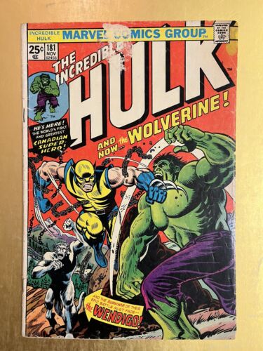 INCREDIBLE HULK 181 1ST FULL APPEARANCE OF WOLVERINE 1974 MVS ATTACHED 