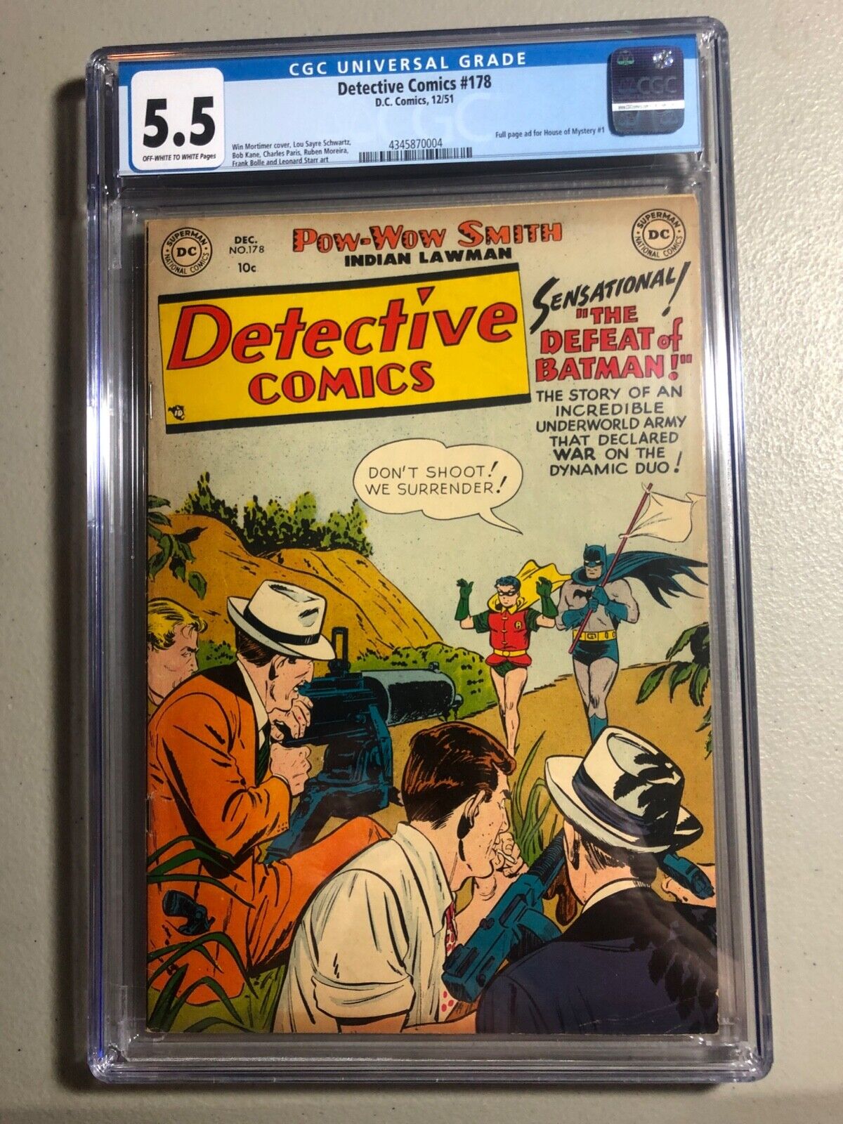 DC Comics Detective 178 CGC 55 1251 OWWhite Pages