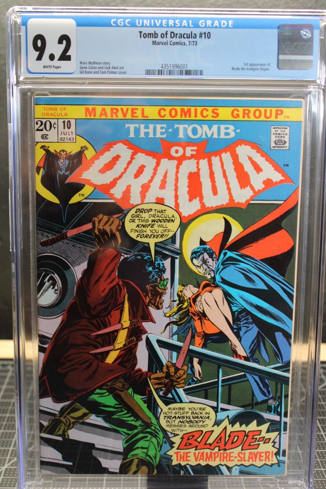 Tomb of Dracula 10 CGC 92 White Pages 1st app of Blade