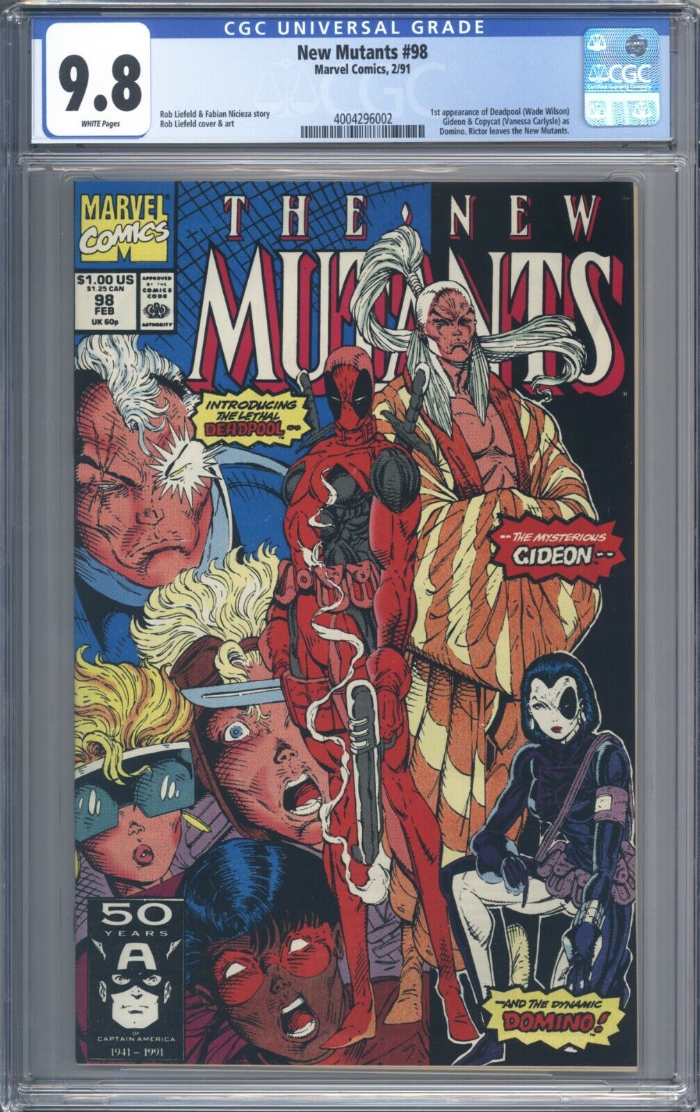 New Mutants 98 CGC 98 Absolutely Stunning  White Pages 1st App of Deadpool