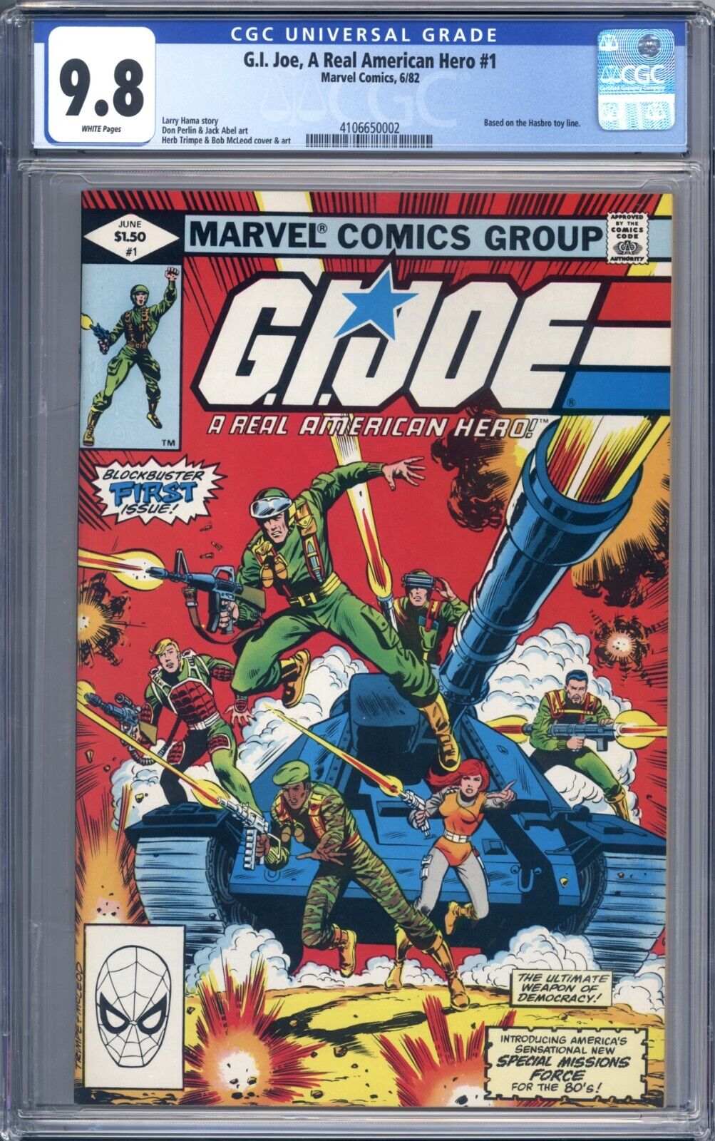 GI Joe A Real American Hero 1 CGC 98 Stunning Book with White Pages 1982