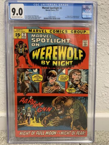 MARVEL SPOTLIGHT 2 CGC 90 OWWHITE 1ST APP WEREWOLF BY NIGHT JACK RUSSELL