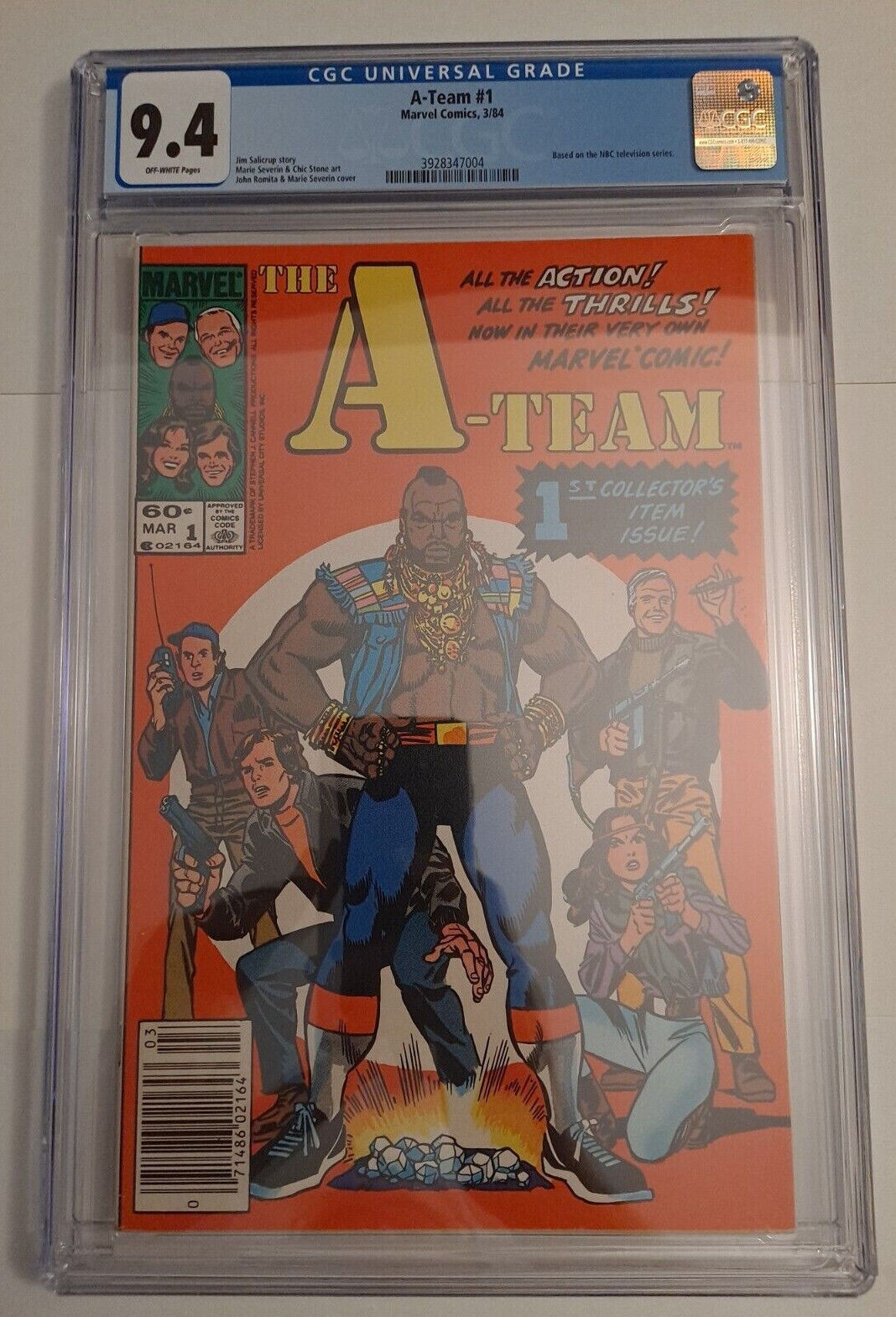 ATeam 1 CGC 94 Newsstand White Pages 1984 1st app 