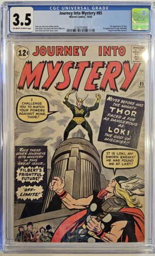 JOURNEY INTO MYSTERY 85 CGC 35 OWWhite Pages 1ST APPEARANCE OF LOKI 1962 Hot