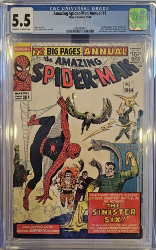 Amazing SpiderMan Annual 1 CGC 55 OWW 1964 1st appearance of Sinister Six 