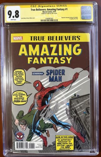 Amazing Fantasy 15 CGC SS 98 Signed Stan Lee True Believers 1st app Spiderman