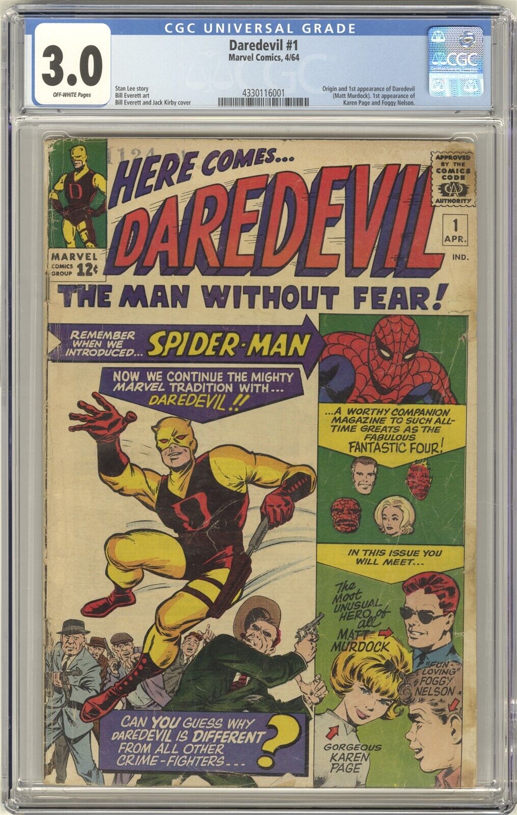 Daredevil 1 CGC 30 VINTAGE Marvel Comic KEY Origin  1st Matt Murdock App