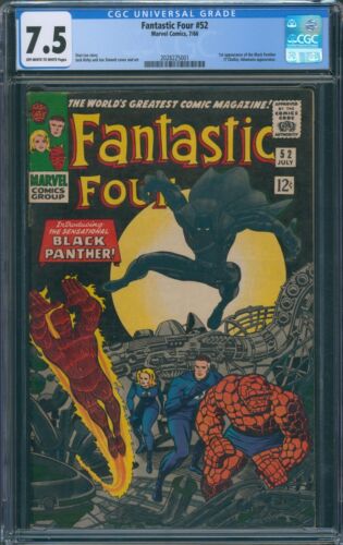 FANTASTIC FOUR 52 CGC 75 OWW PAGES 1966  1ST APPEARANCE OF BLACK PANTHER