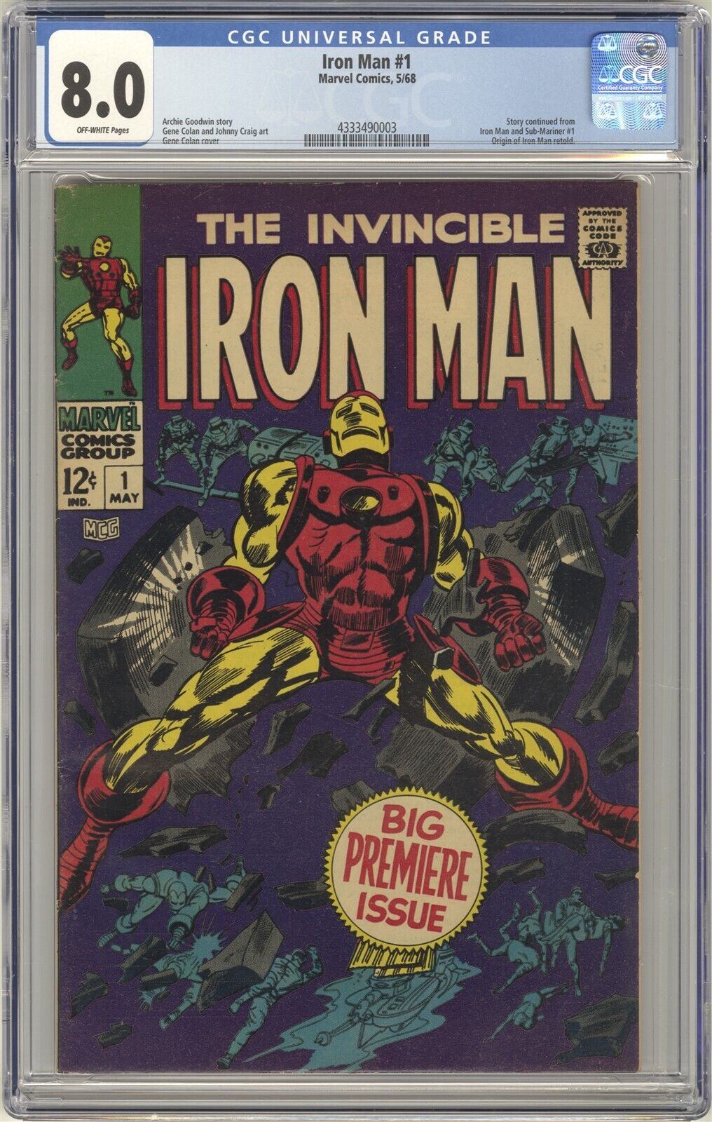 Iron Man 1 CGC 80 HIGH GRADE Marvel Comic KEY 1st Solo Series Origin Retold