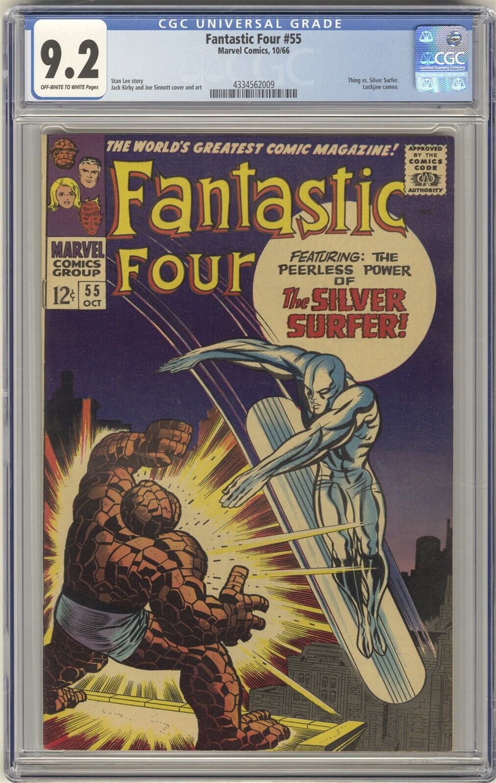 Fantastic Four 55 CGC 92 HIGH GRADE Marvel Comic KEY Thing vs Silver Surfer