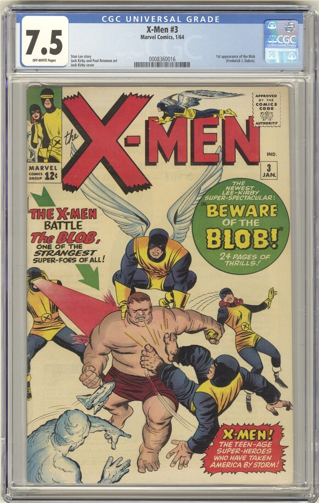 XMen 3 CGC 75 HIGH GRADE Marvel Comic KEY 1st Blob Appearance Silver Age 12