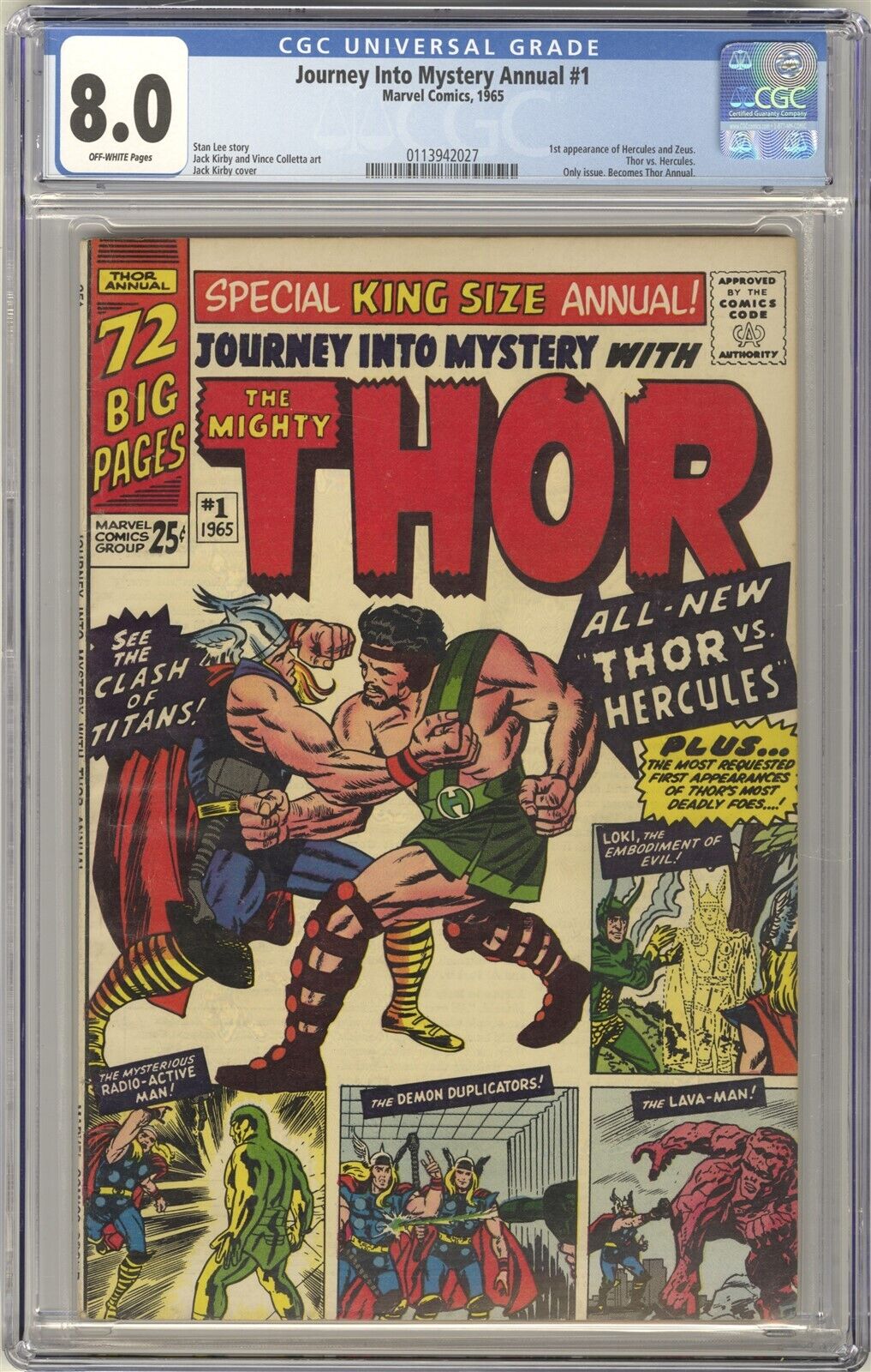 Journey into Mystery Annual 1 CGC 80 HIGH GRADE Marvel Comic KEY 1st Hercules