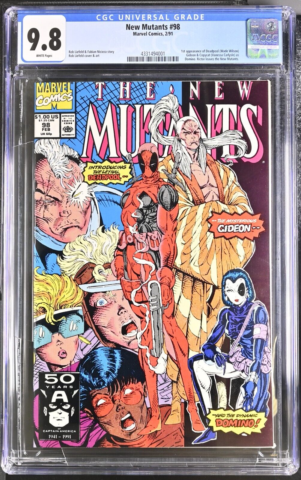 New Mutants 98 CGC 98 Vol 1 Absolutely Stunning 1st Appearance of Deadpool