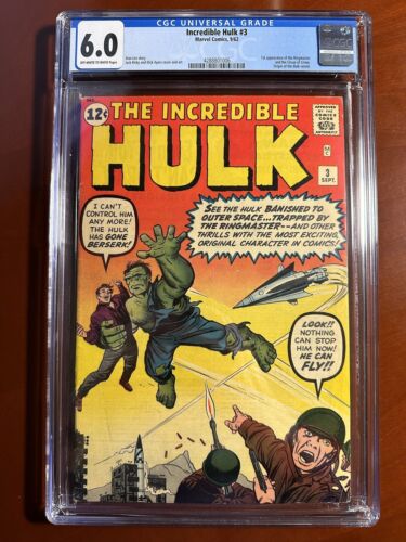 Incredible Hulk 3 CGC 60 1962 Off WhiteWhite Pgs Origin retold Stan Lee Kirby