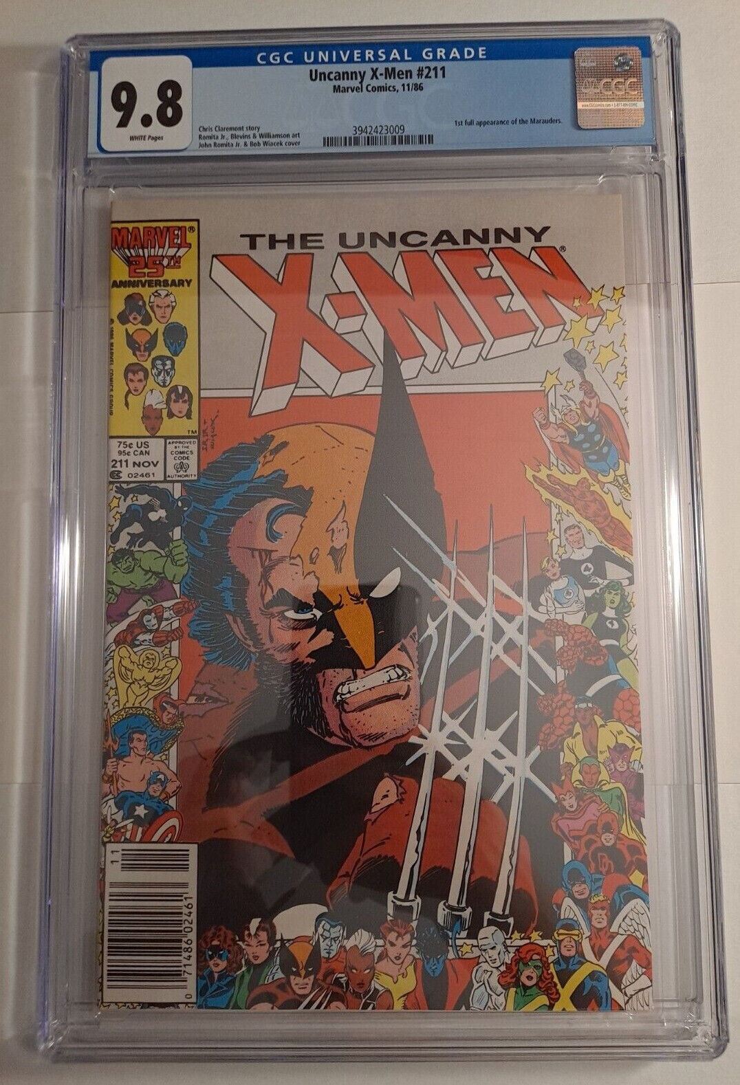 Uncanny XMen 211 Newsstand CGC 98 WP KEY First App Marauders Marvel 1986 