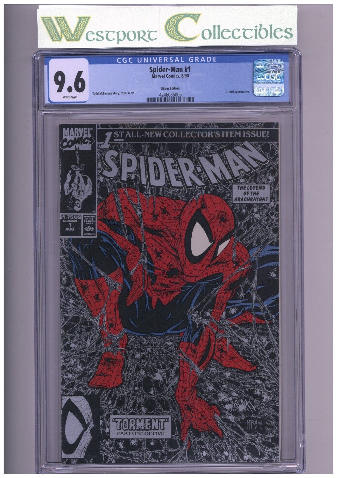 SPIDERMAN 1 CGC 96 WHITE PGS MCFARLENE ART LIZARD APP A CLASSIC