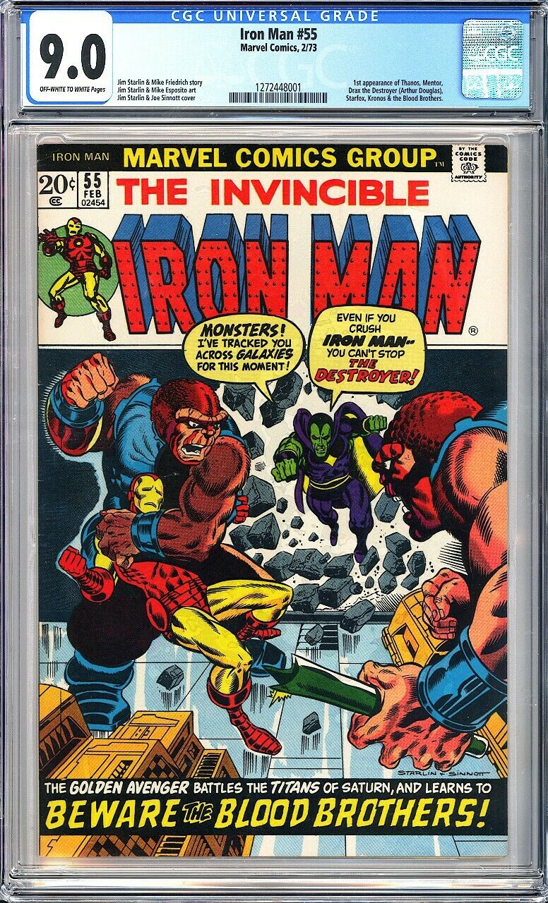 Iron Man 55 CGC 90 1973 1st app of Thanos Mentor Drax the DestroyerLK