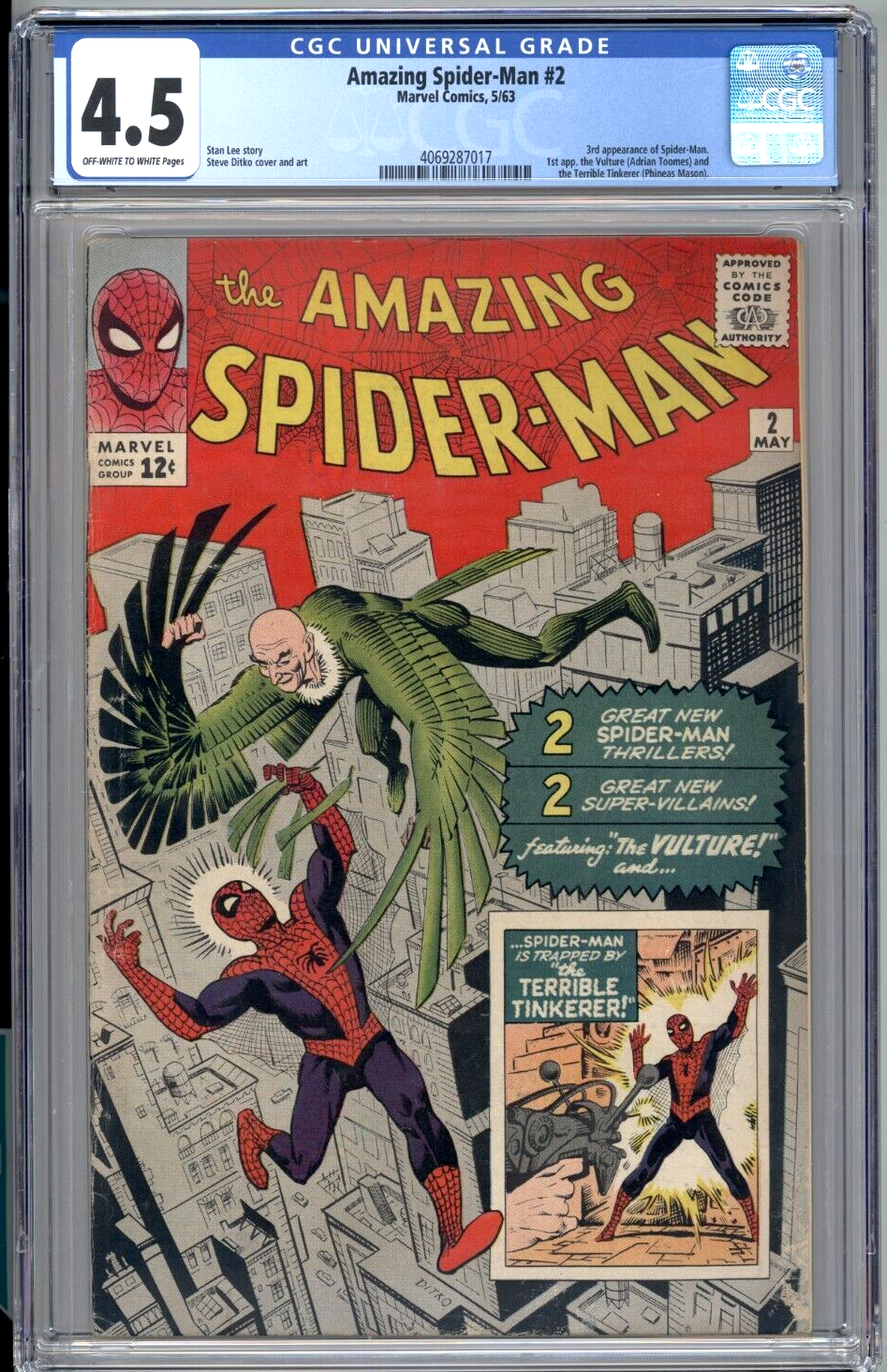 Amazing SpiderMan 2 CGC 45 Marvel 1963 1st Vulture