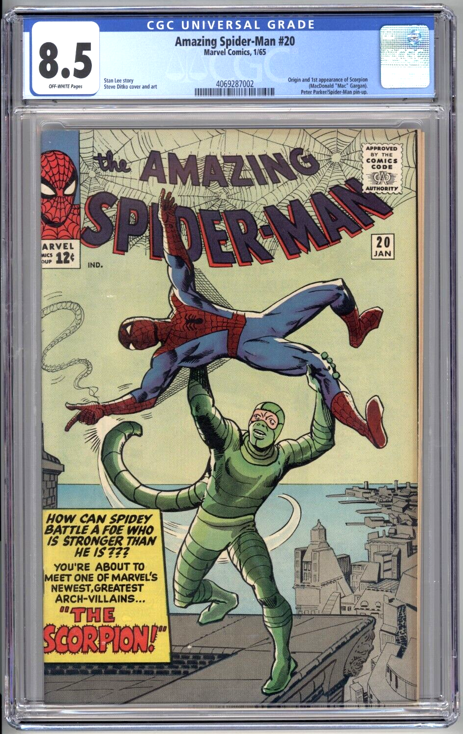 Amazing SpiderMan 20 CGC 85 1st Scorpion Marvel 1965 HIGH GRADE