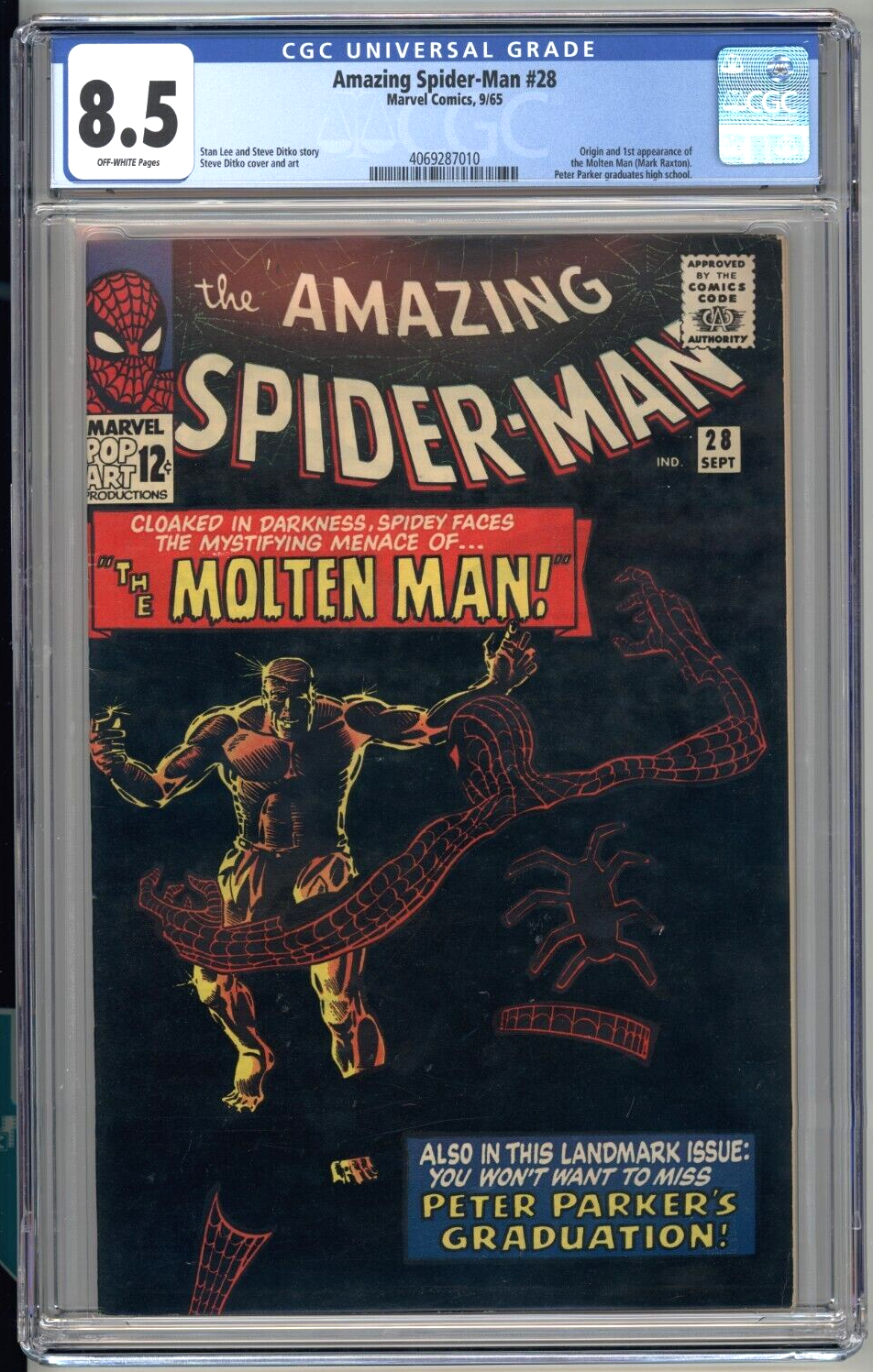 Amazing SpiderMan 28 CGC 85 Marvel 1965 1st Molten Man HIGH GRADE