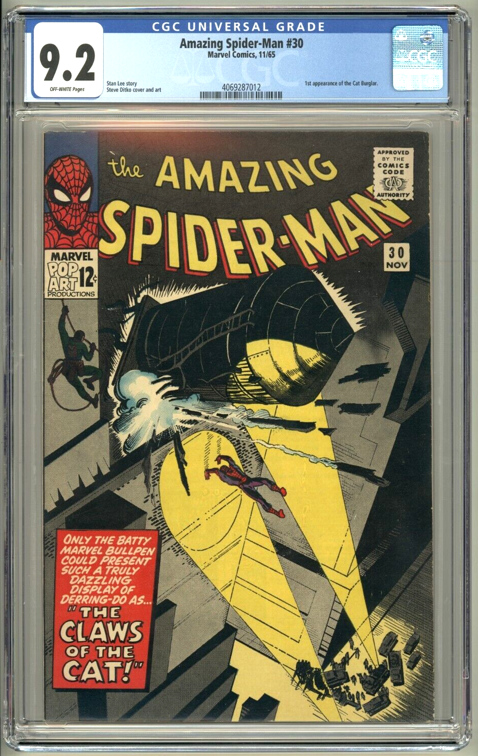 Amazing SpiderMan 30 CGC 92 Marvel 1965 1st Cat Burglar HIGH GRADE