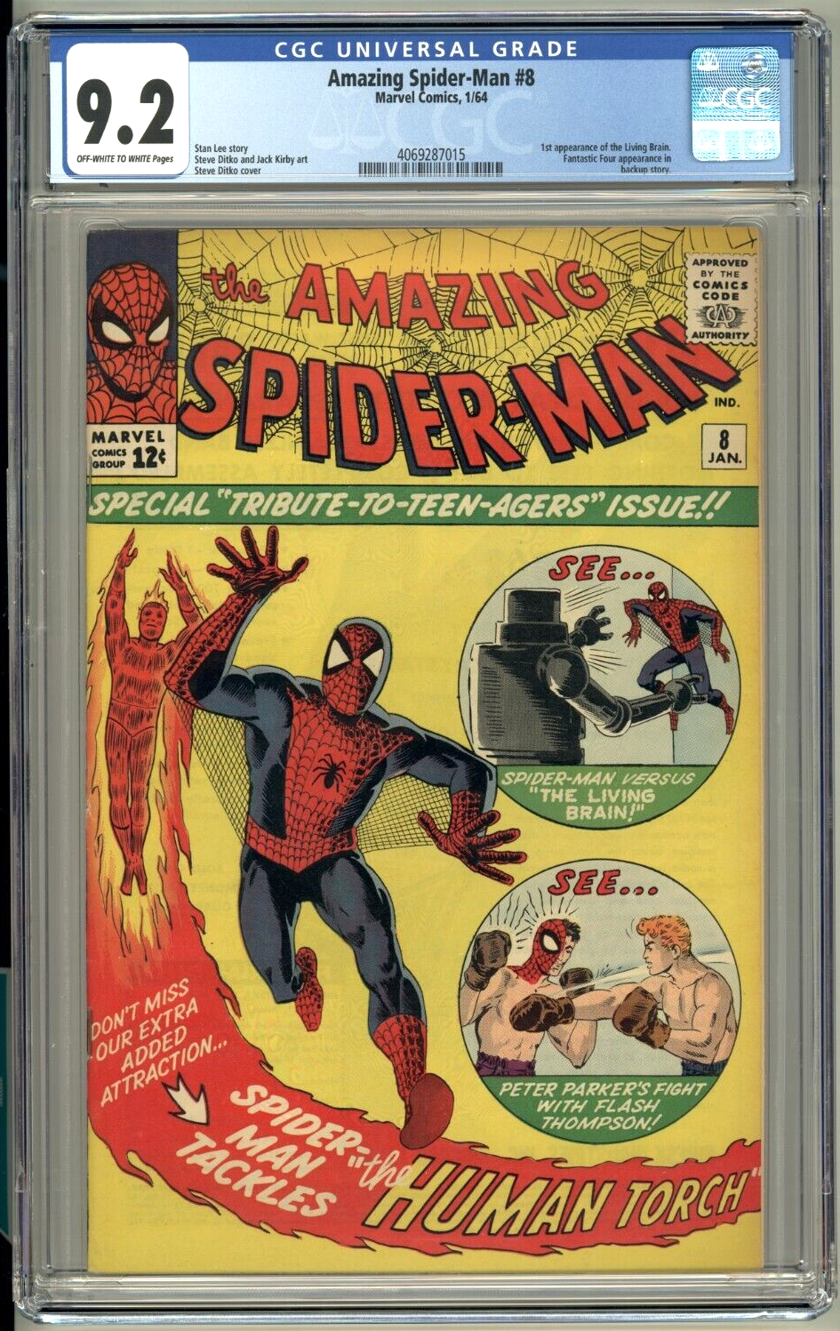 Amazing SpiderMan 8 CGC 92 Marvel 1964 1st Living Brain HIGH GRADE
