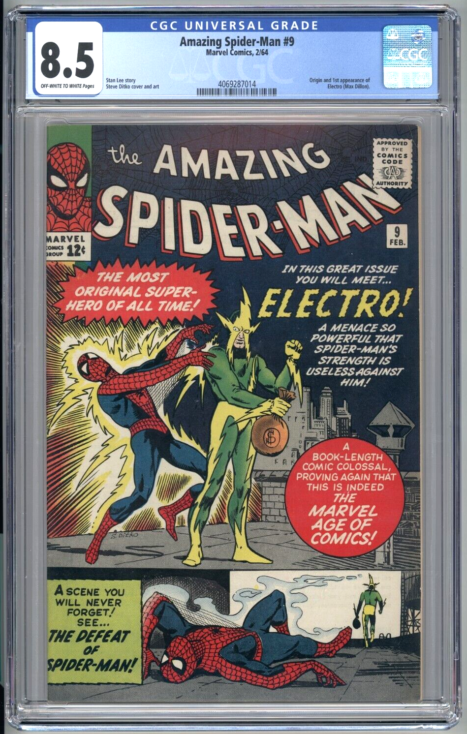 Amazing SpiderMan 9 CGC 85 Marvel 1964 1st Electro HIGH GRADE