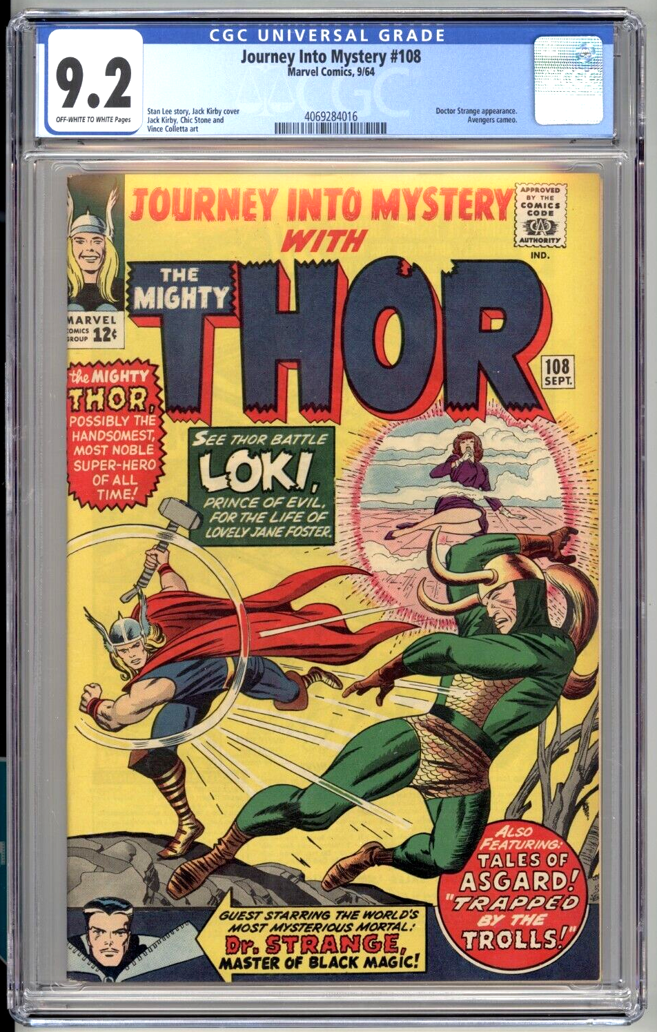 Journey Into Mystery 108 CGC 92 Marvel 1964 Doctor Strange app HIGH GRADE